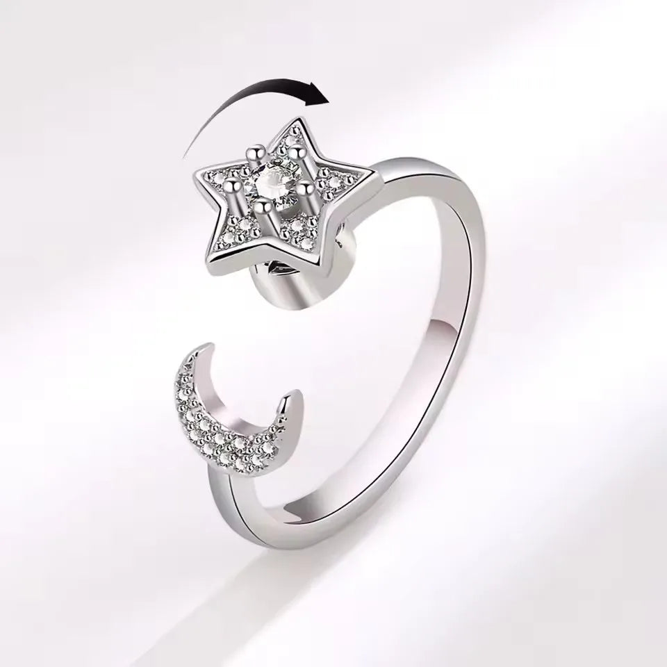925 Sterling Silver Sunflower Diamond Zircon Rotatable Ring for Women Gift Relieve Stress Ring Jewelry Wholesale