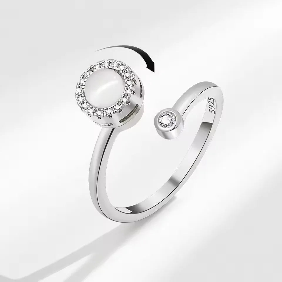 925 Sterling Silver Sunflower Diamond Zircon Rotatable Ring for Women Gift Relieve Stress Ring Jewelry Wholesale