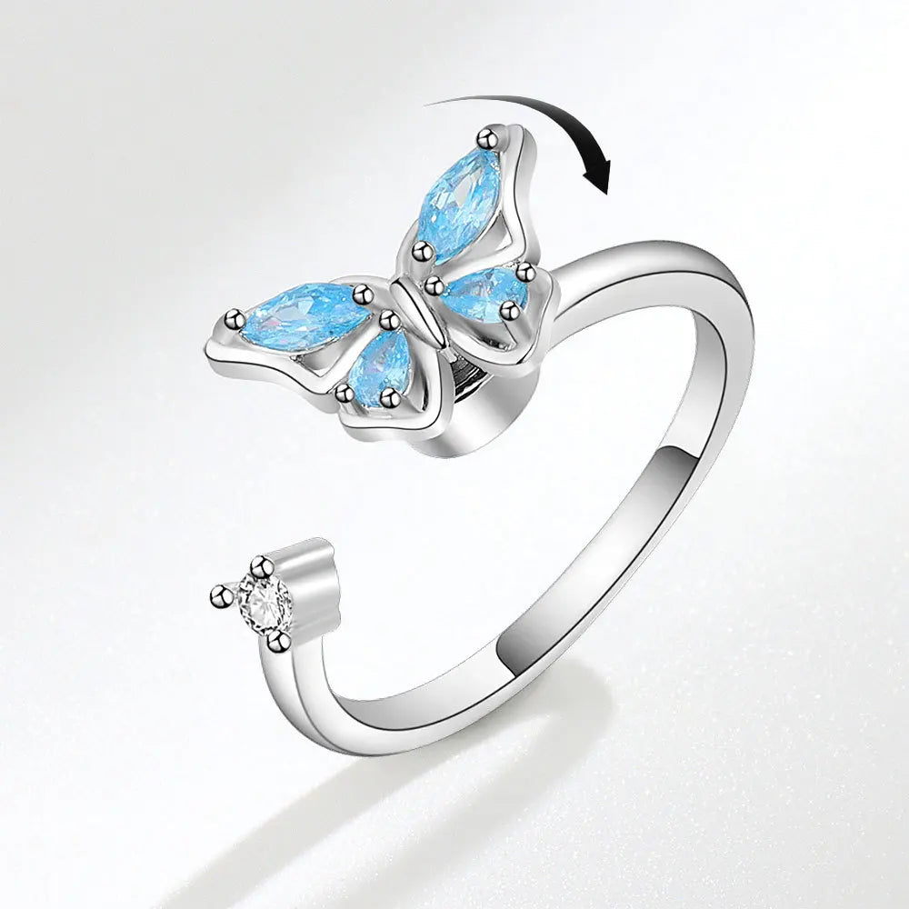 925 Sterling Silver Sunflower Diamond Zircon Rotatable Ring for Women Gift Relieve Stress Ring Jewelry Wholesale