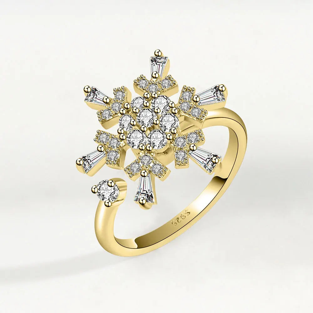 925 Sterling Silver Sunflower Diamond Zircon Rotatable Ring for Women Gift Relieve Stress Ring Jewelry Wholesale