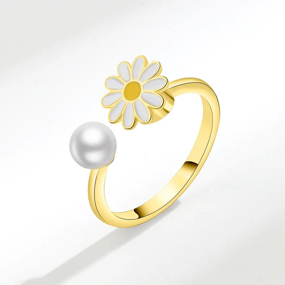 925 Sterling Silver Sunflower Diamond Zircon Rotatable Ring for Women Gift Relieve Stress Ring Jewelry Wholesale