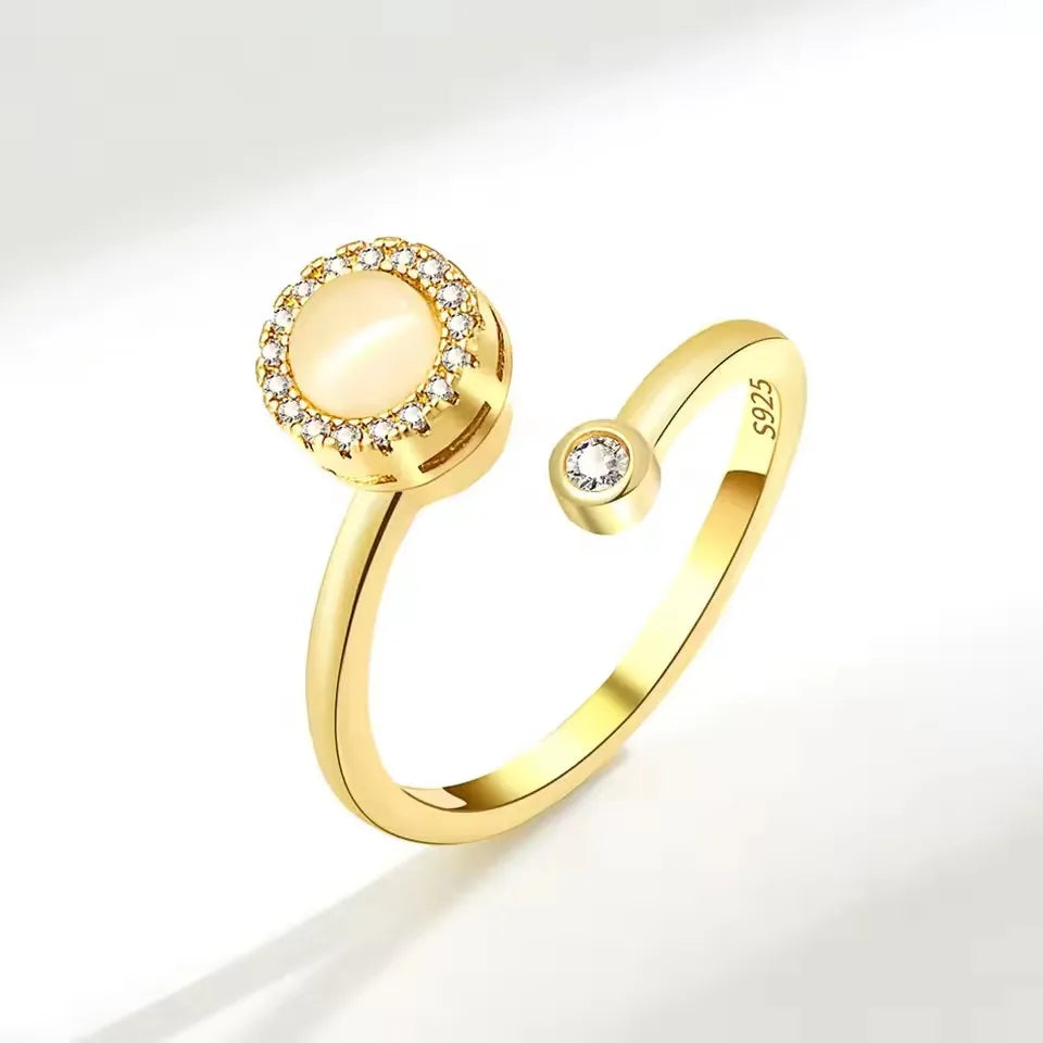 925 Sterling Silver Sunflower Diamond Zircon Rotatable Ring for Women Gift Relieve Stress Ring Jewelry Wholesale