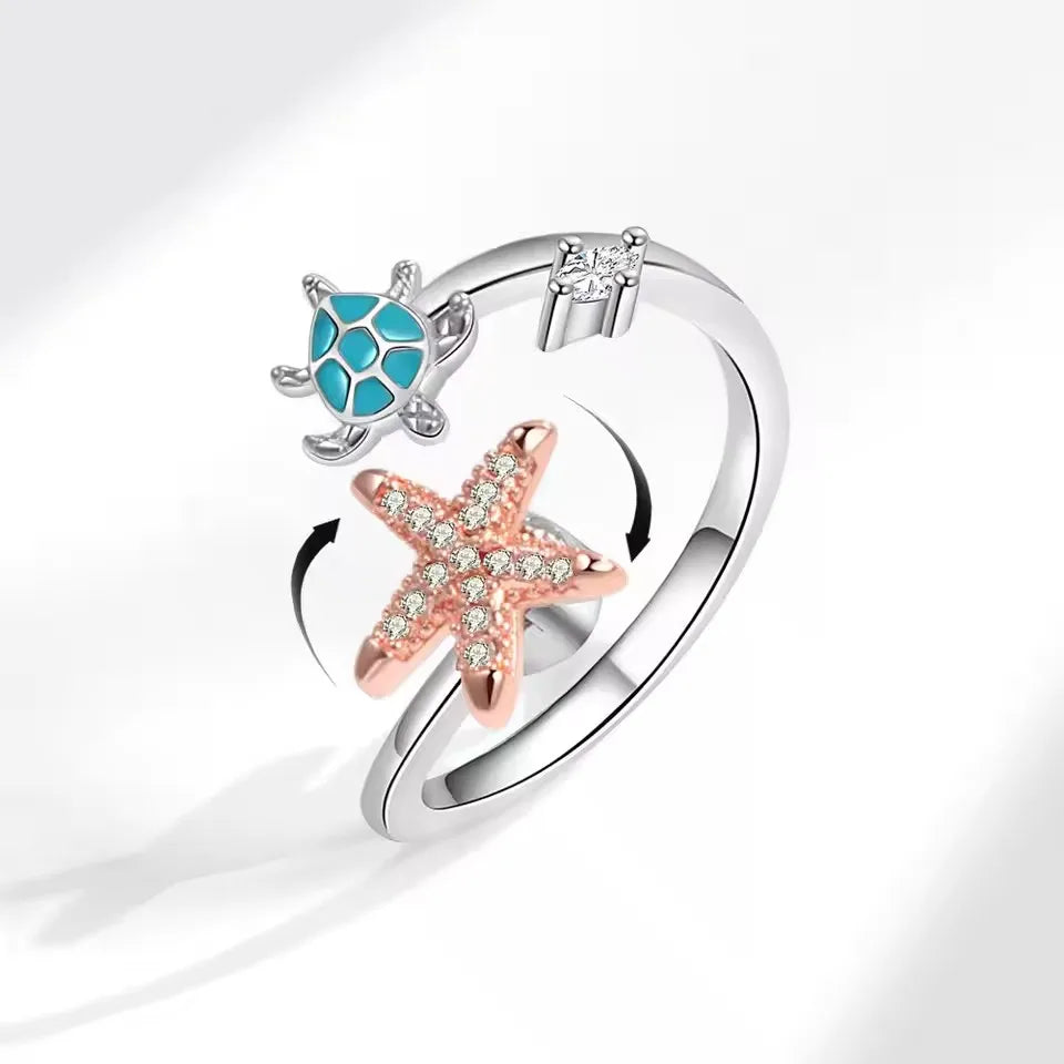925 Sterling Silver Sunflower Diamond Zircon Rotatable Ring for Women Gift Relieve Stress Ring Jewelry Wholesale
