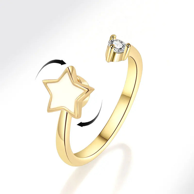 925 Sterling Silver Sunflower Diamond Zircon Rotatable Ring for Women Gift Relieve Stress Ring Jewelry Wholesale