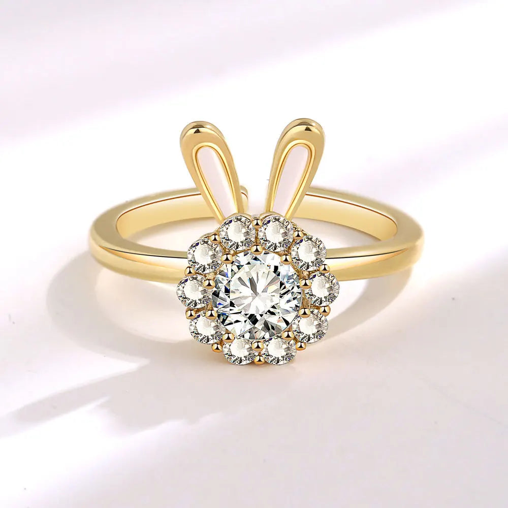 925 Sterling Silver Sunflower Diamond Zircon Rotatable Ring for Women Gift Relieve Stress Ring Jewelry Wholesale